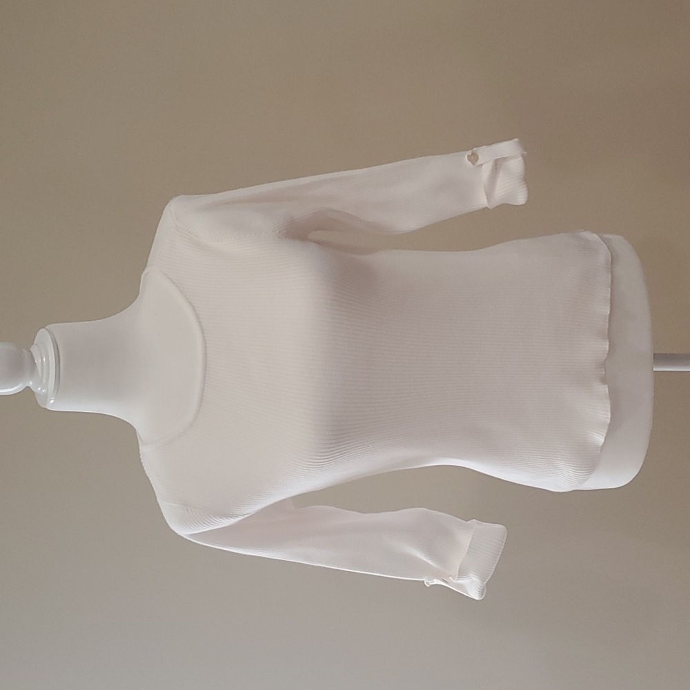 Ralph Lauren 3/4 Sleeve White Ribbed Sweater - Sz S